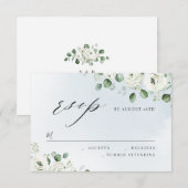 Eukalyptus grün blühende rustikale Hochzeit RSVP Karte (Vorne/Hinten)