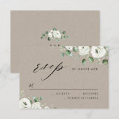 Eukalyptus grün blühende rustikale Hochzeit RSVP Karte (Vorne/Hinten)