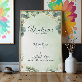 Eukalyptus-Grün-Blumen Willkommen bei unserer Hoch Poster