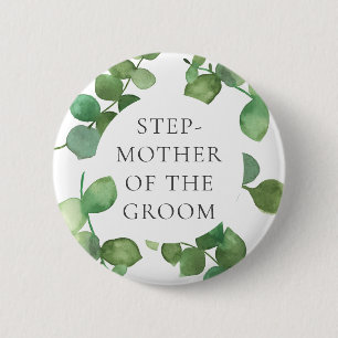 Eukalyptus-Grün Boho-Blumen-Hochzeitsname Button