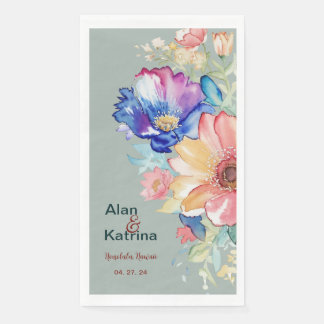 Eukalyptus Grün Bold Wildflower Floral Serviette