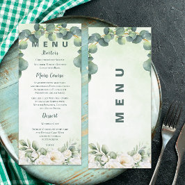 Eukalyptus-Grün Botanische Hochzeitsgrün-Dinner Menükarte