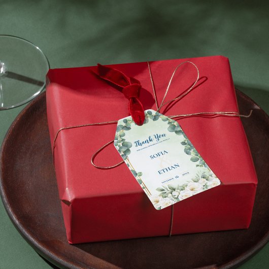 Eukalyptus-Grün Botanisches Hochzeitsgeschenk Dank Geschenkanhänger
