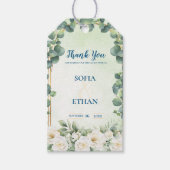 Eukalyptus-Grün Botanisches Hochzeitsgeschenk Dank Geschenkanhänger (Vorderseite)