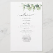 Eukalyptus Grün Botanisches Hochzeitsprogramm (Vorderseite)