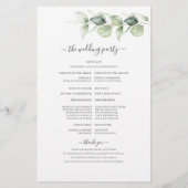 Eukalyptus Grün Botanisches Hochzeitsprogramm (Rückseite)