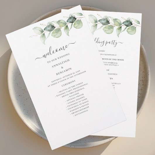 Eukalyptus Grün Botanisches Hochzeitsprogramm