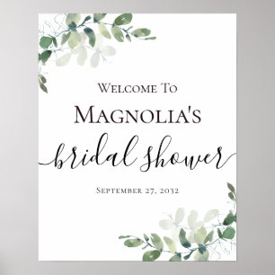 Eukalyptus-Grün-Bridal-Shower-Willkommensschild Poster