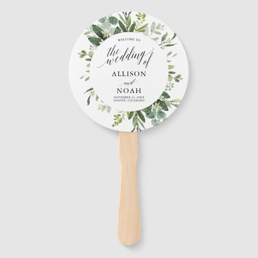 Eukalyptus-Grün, einfaches, elegantes Hochzeitspro Fächer (Vorderseite)