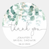 Eukalyptus grün elegante Bridal vielen Dank Runder Aufkleber (Vorderseite)