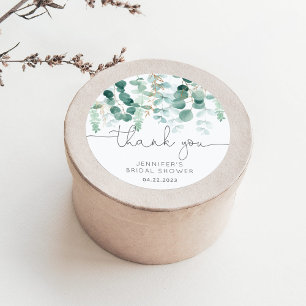 Eukalyptus-Grün eleganter Braut-Dankeschön Runder Aufkleber