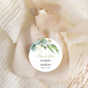 Eukalyptus-Grün Geometric Floral Hochzeit Runder Aufkleber