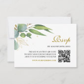 Eukalyptus-Grün Geometric Hochzeit QR-Code RSVP Karte (Vorderseite)