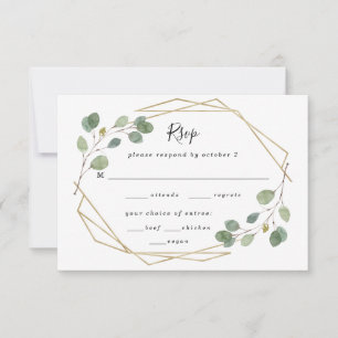 Eukalyptus-Grün-geometrische RSVP Karte