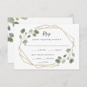 Eukalyptus-Grün-geometrische RSVP Karte (Vorne/Hinten)