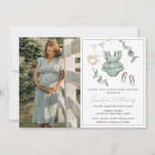 Eukalyptus-Grün-Girl-Dusche-Foto Einladung (Vorderseite)