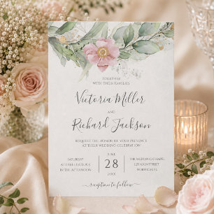 Eukalyptus Grün Gold Blätter Botanische Hochzeit Einladung