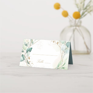 Eukalyptus-Grün Gold Geometrische Elegante Hochzei Platzkarte