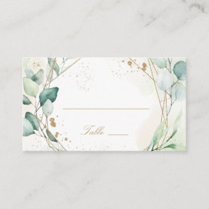Eukalyptus-Grün Gold Geometrische Rustikale Hochze Platzkarte