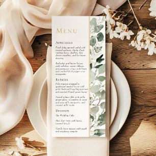 Eukalyptus Grün Gold Moderne Salbei Grüne Hochzeit Menükarte