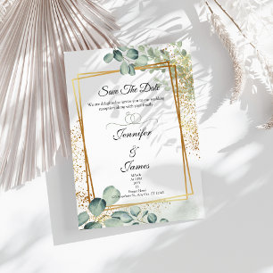 Eukalyptus-Grün Goldene Hochzeitseinladung  Einladung