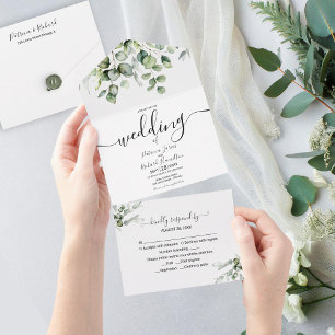 Eukalyptus-Grün-Hochzeit  All In One Einladung