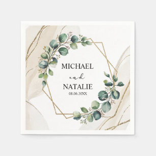 Eukalyptus-Grün-Hochzeit Benutzerdefinierte Namen Serviette