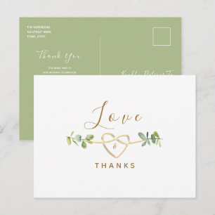 Eukalyptus-Grün-Hochzeit-Dankeschön-Postkarte Postkarte