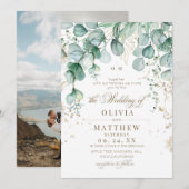 Eukalyptus-Grün-Hochzeit Einladung (Vorne/Hinten)