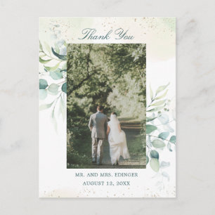 Eukalyptus-Grün-Hochzeit-Foto-Danke Postkarte