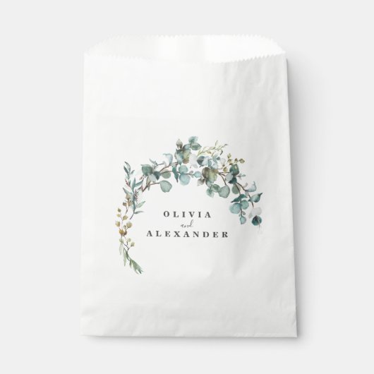 Eukalyptus-Grün-Hochzeit Geschenktütchen (Vorderseite)