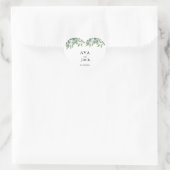 Eukalyptus-Grün-Hochzeit Herz-Aufkleber (Tasche)