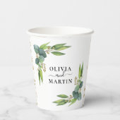 Eukalyptus-Grün-Hochzeit Pappbecher (Rückseite)