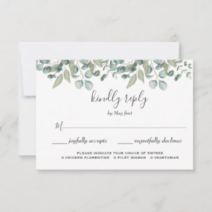 Eukalyptus-Grün-Hochzeitsmenü-Auswahl-RSVP RSVP Karte