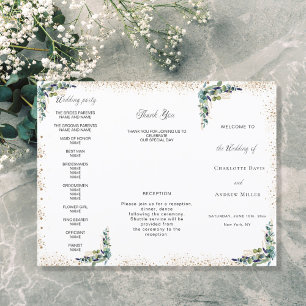 Eukalyptus-Grün-Hochzeitsprogramm