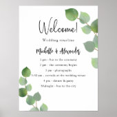 Eukalyptus-Grün-Hochzeitsprogramm-Zeitplan Poster (Vorne)