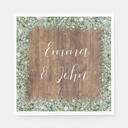 Eukalyptus Grün Hochzeitsserviette | Rustikal Serviette (Vorderseite)