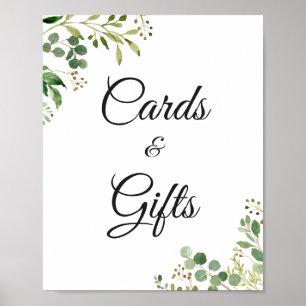 Eukalyptus-Grün-Karten und Geschenke Schild