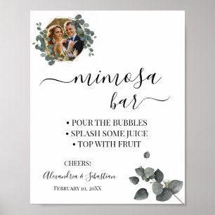 Eukalyptus-Grün Mimosa-Bar-Hochzeitsshower-Schild Poster