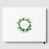Eukalyptus Grün Monogramm 50. Hochzeitstag Gästebuch (Rückseite)