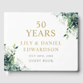 Eukalyptus Grün Monogramm 50. Hochzeitstag Gästebuch (Vorderseite)