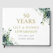 Eukalyptus Grün Monogramm 50. Hochzeitstag Gästebuch (Vorderseite)