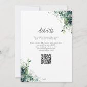 Eukalyptus-Grün-Monogramm-QR-Code-Hochzeit Einladung (Rückseite)