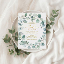 Eukalyptus-Grün QR-Code Foto-Hochzeit Flyer