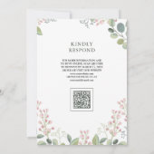 Eukalyptus-Grün-QR-Code-Hochzeit Einladung (Rückseite)