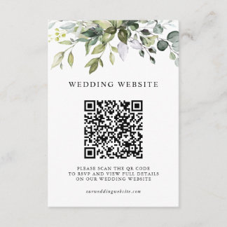 Eukalyptus Grün QR Code RSVP Hochzeitsdetails Begleitkarte