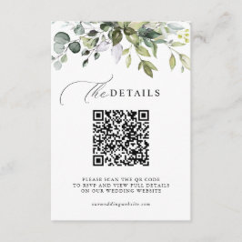 Eukalyptus Grün QR Code RSVP Hochzeitsdetails Begleitkarte