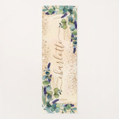 Eukalyptus grün Rose Goldstaubname Glitzer Yogamatte (Vorderseite)