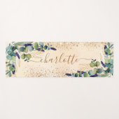 Eukalyptus grün Rose Goldstaubname Glitzer Yogamatte (Vorderseite (Horizontal))