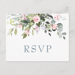 Eukalyptus Grün Rot Rosen Hochzeit RSVP Postkarte